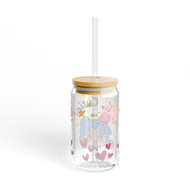 'Hi, Cutie!' Anime Girl Sipper Glass