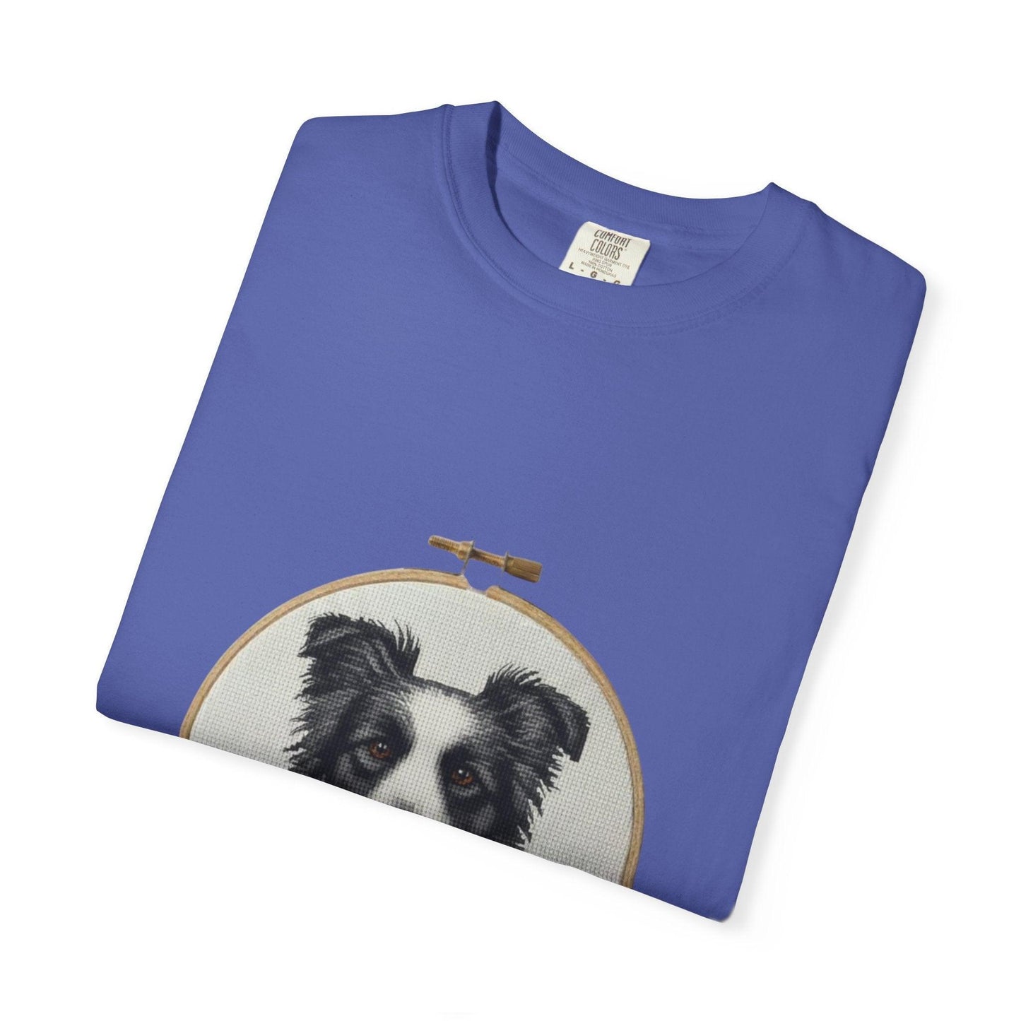 Border Collie Shirt, Dog Mom Gift, Cross Stitch Dog Portrait Tee, Embroidery Hoop Floral Pet Lover Top