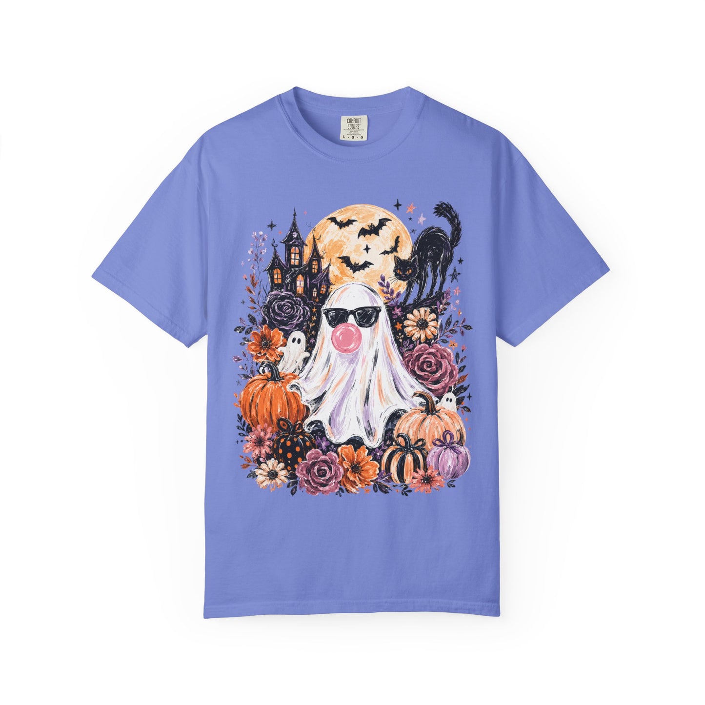 Cute Sunglasses Ghost Halloween T-shirt | Pumpkin, Black Cat, Haunted House
