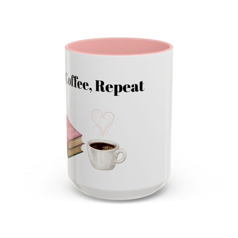 'Books, Coffee, Repeat' Accent Coffee Mug