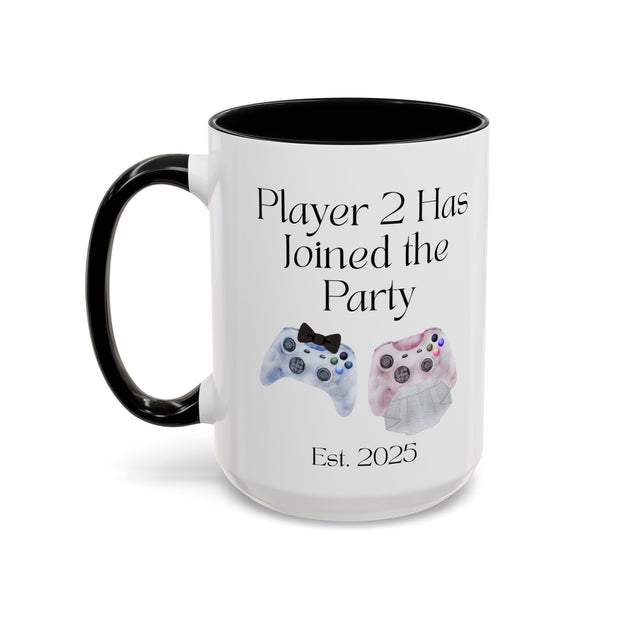 'Player 2 Has Joined The Party' 'Est. 2025' Accent Coffee Mug