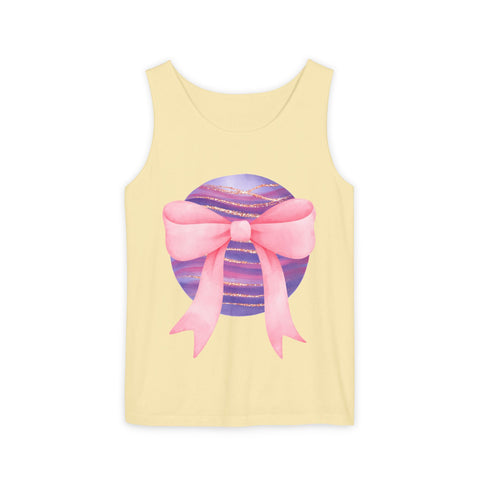 Pink/Purple Planet Wrapped In Bow Unisex Tank Top