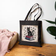 Cat and Book Lover's Cotton Canvas Tote Bag