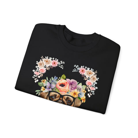 Geeky Goddess Pug Unisex Crewneck Sweatshirt