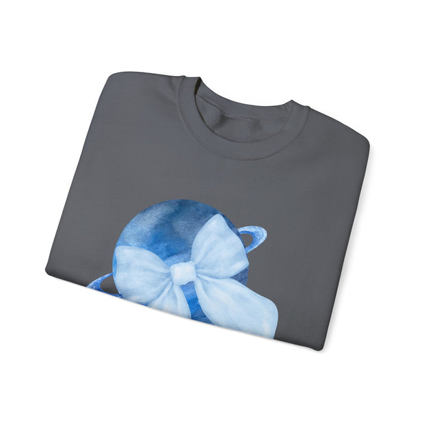 Blue Saturn Wrapped In A Blue Bow Unisex Crewneck Sweatshirt