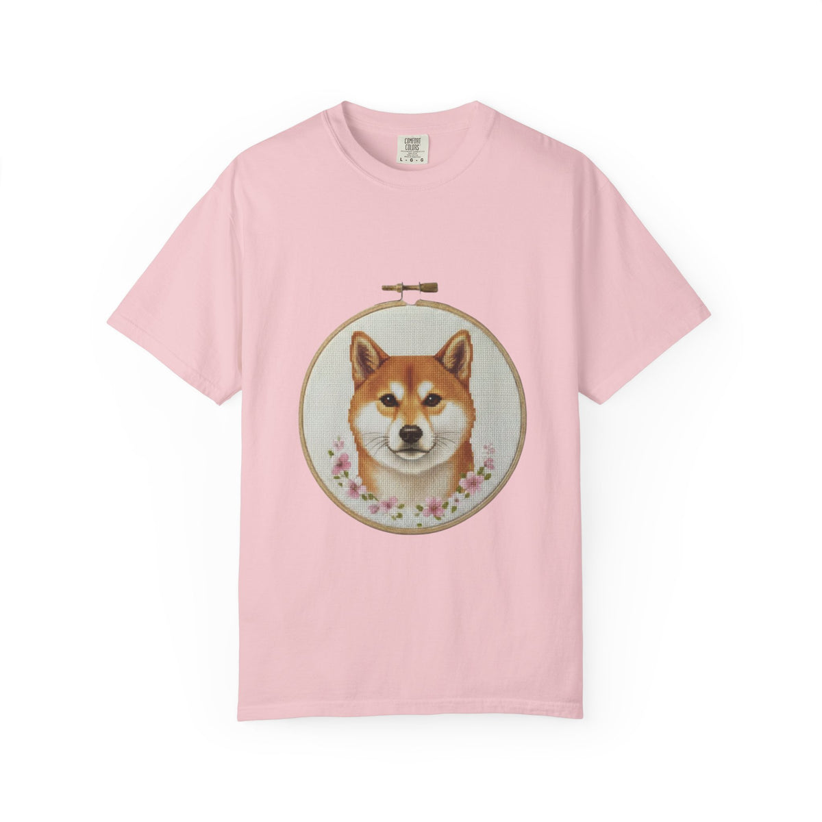 Shiba Inu Sweatshirt, Shiba Mom Gift, Vintage Cross Stitch Dog, Embroidered Floral Crewneck