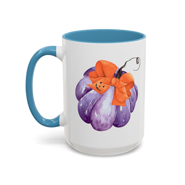 Purple Pumpkin Wrapped In A Bow Accent Coffee Mug