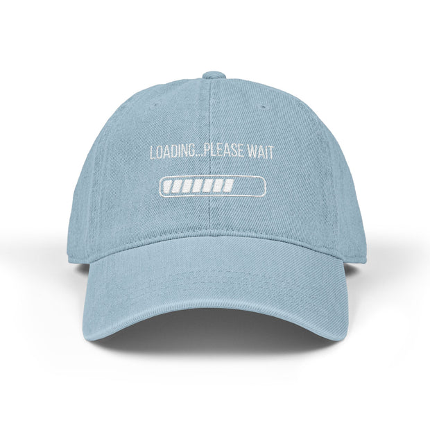 'Loading...Please Wait' Denim Embroidered Cap