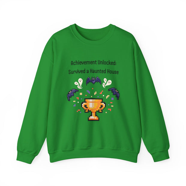 'Achievement Unlocked: Survived A Haunted House' Unisex Crewneck Sweatshirt