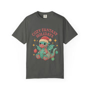 Cozy Fantasy Holidays Tee, Unisex Christmas T-shirt, Cute Dragon Apparel, Holiday Gift, Festive Graphic Tee