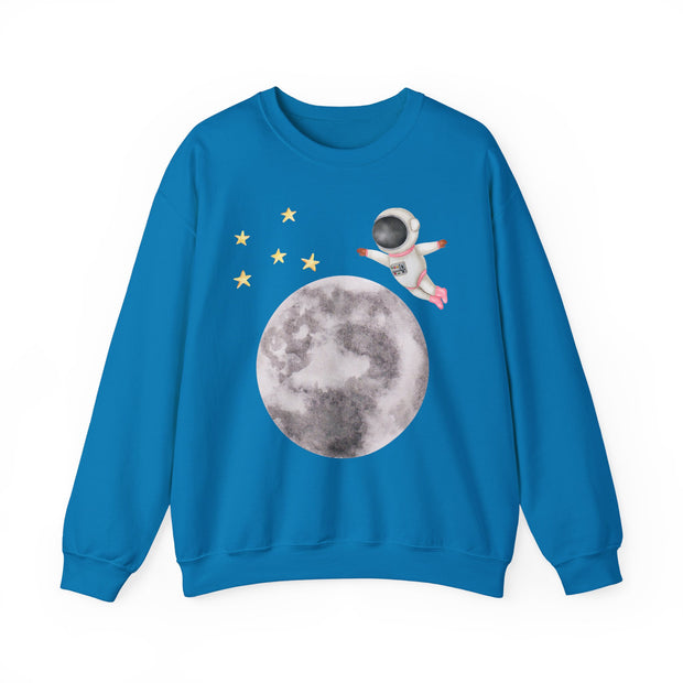 Astronaut Flying To The Moon Unisex Crewneck Sweatshirt
