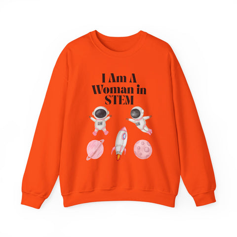 "I Am A Woman in STEM" Astronaut Unisex Crewneck Sweatshirt
