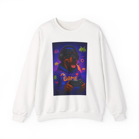 Game On! Unisex Rottweiler Gamer Sweatshirt, Video Game Gift, Cozy Crewneck, Gift for Gamers, Fun Gaming Apparel