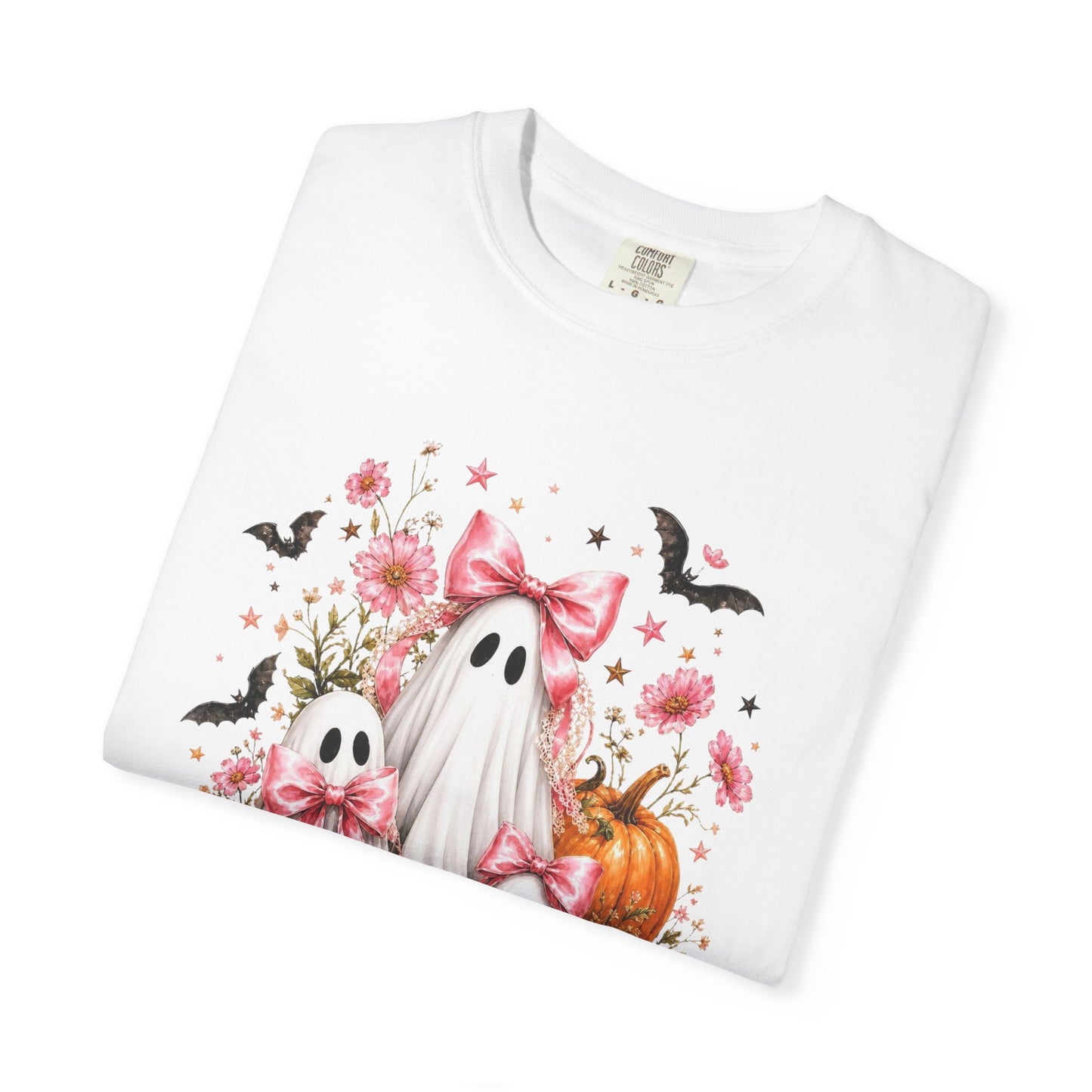 Coquette Ghost Halloween Shirt, Pink Bow Ghost T-Shirt, Cute Spooky Season Tee, Girly Halloween Pumpkin Graphic, Fall Aesthetic Shirt