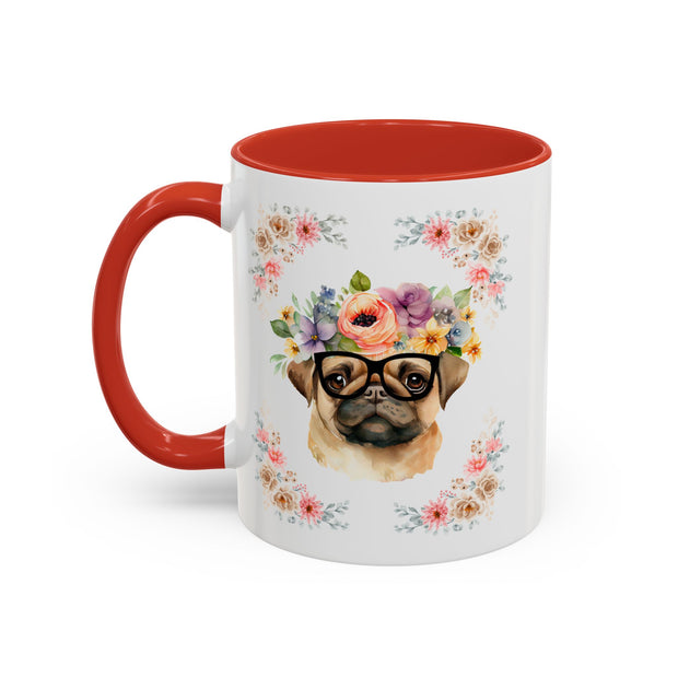 Geeky Goddess Pug Accent Coffee Mug