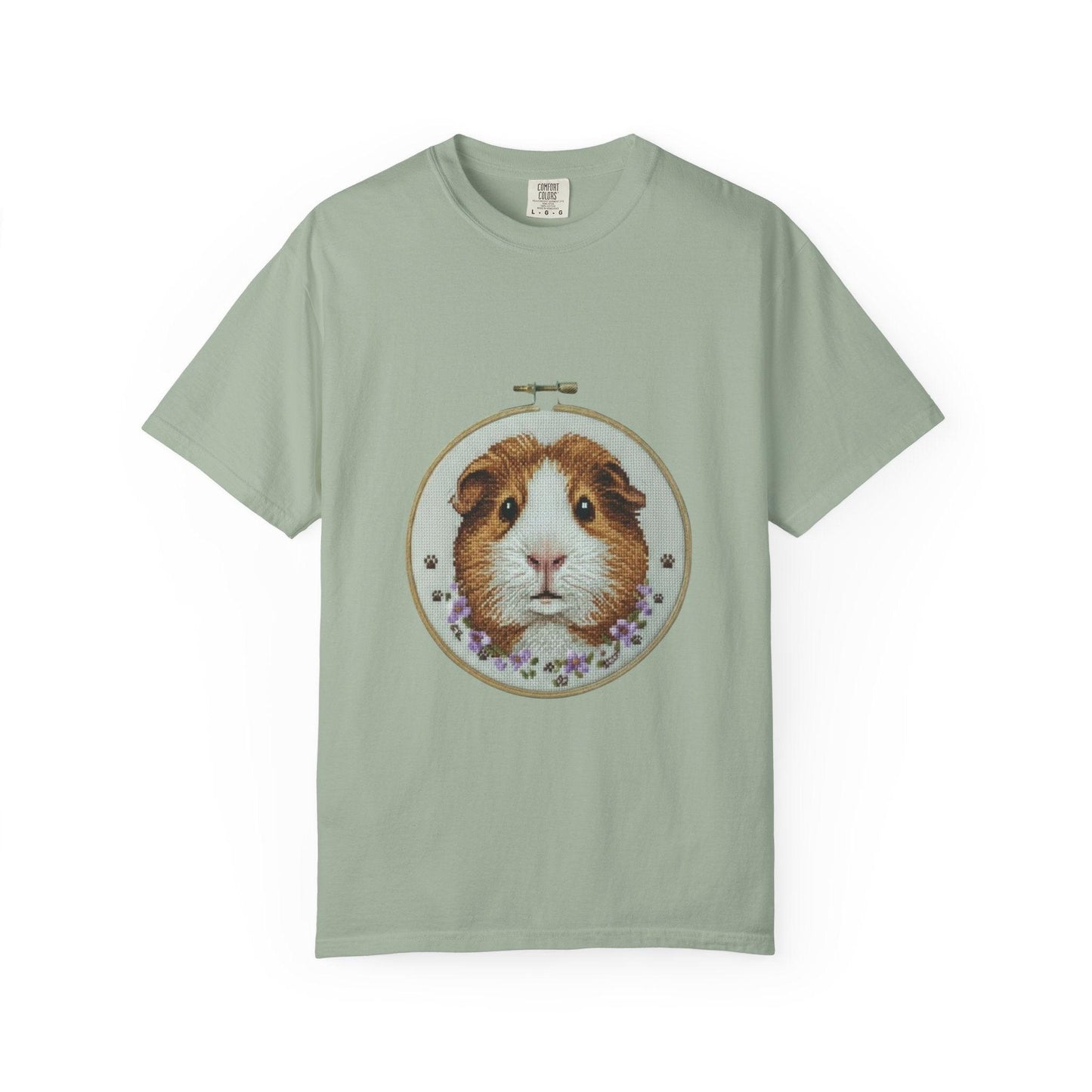 Guinea Pig Portrait T-shirt | Embroidery Hoop Style, Cute Pet Graphic