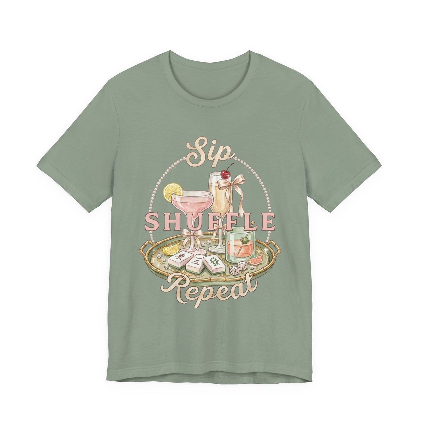 Sip Shuffle Repeat Shirt, Mahjong Social Club Tee, Pastel Girls Night Graphic Shirt, Mahjong Lover Gift