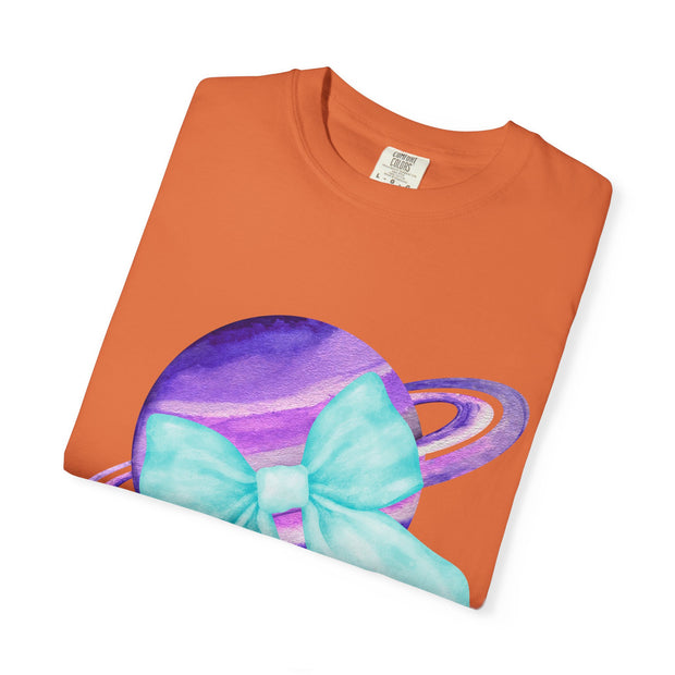 Purple Saturn Wrapped In Bow Unisex T-Shirt