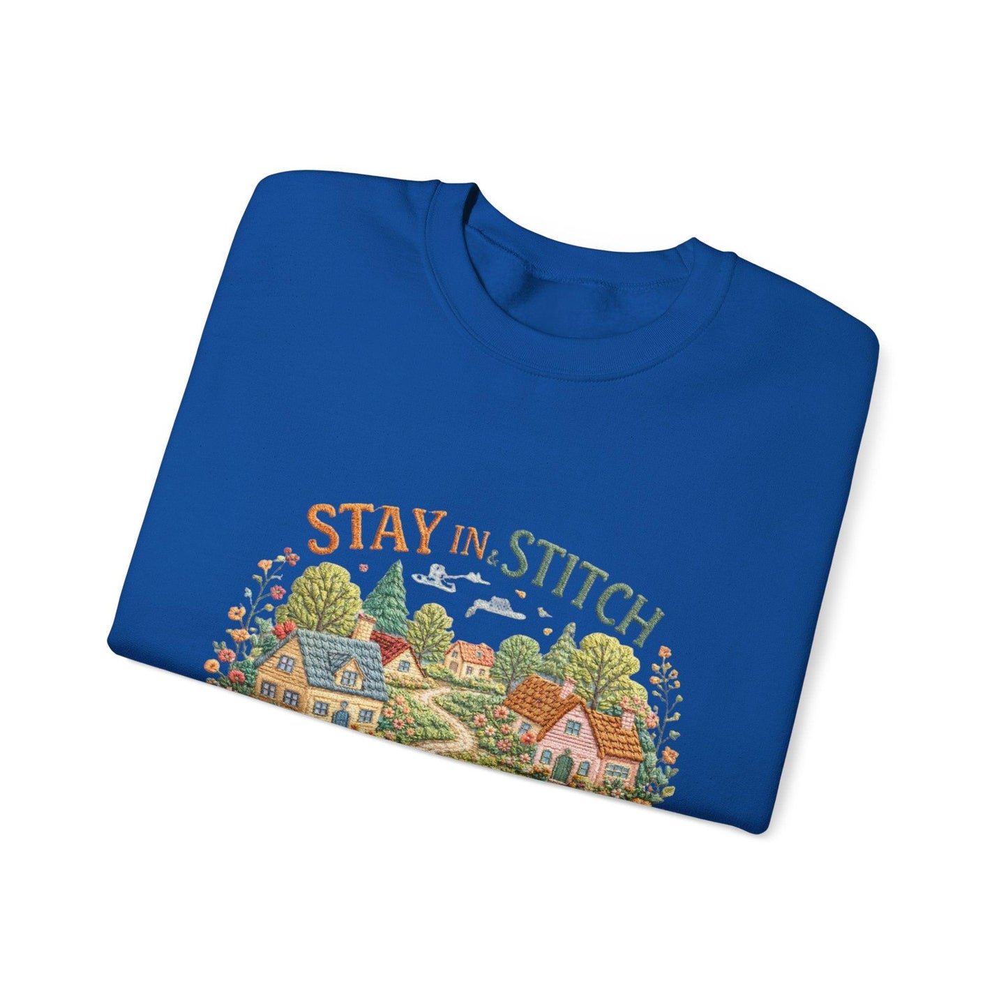 Stay in Stitch cottage garden Sweatshirt | cozy village embroidery design
