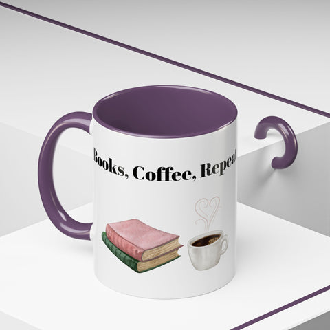 'Books, Coffee, Repeat' Accent Coffee Mug