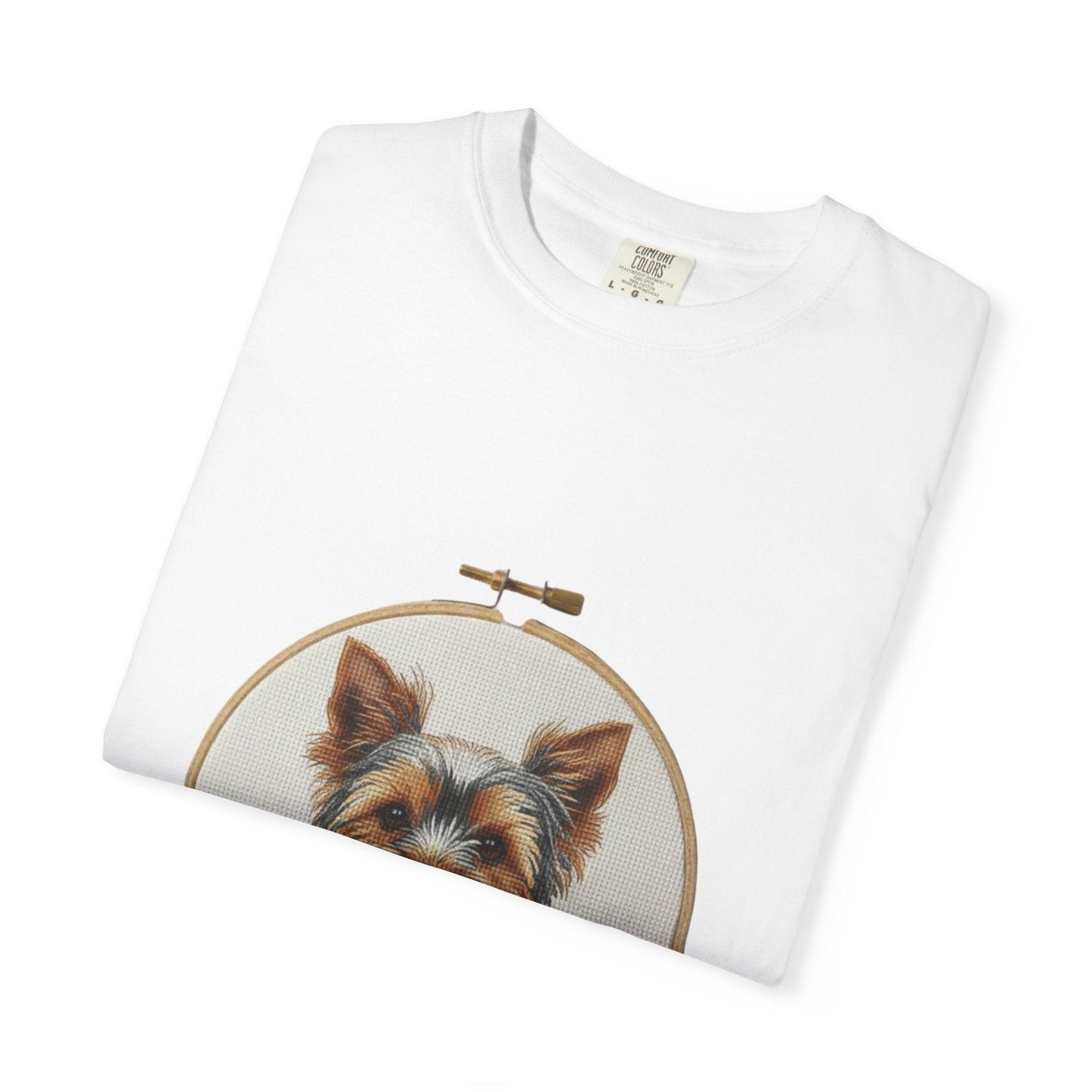 Yorkshire Terrier Portrait T-Shirt | Embroidery Hoop Dog Illustration