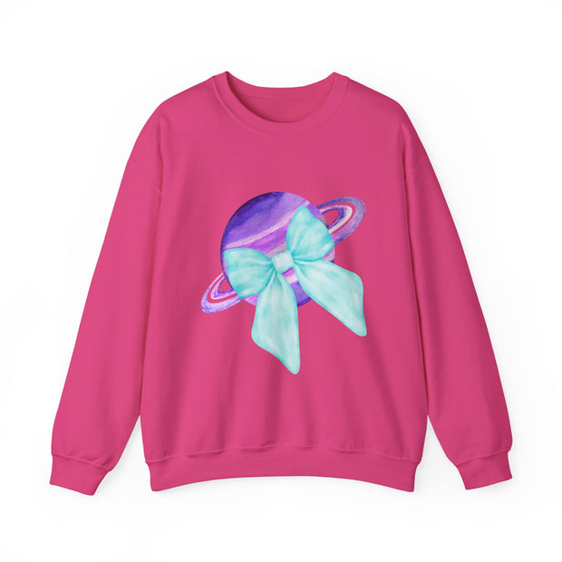 Purple Saturn Wrapped In A Bow Sweatshirt