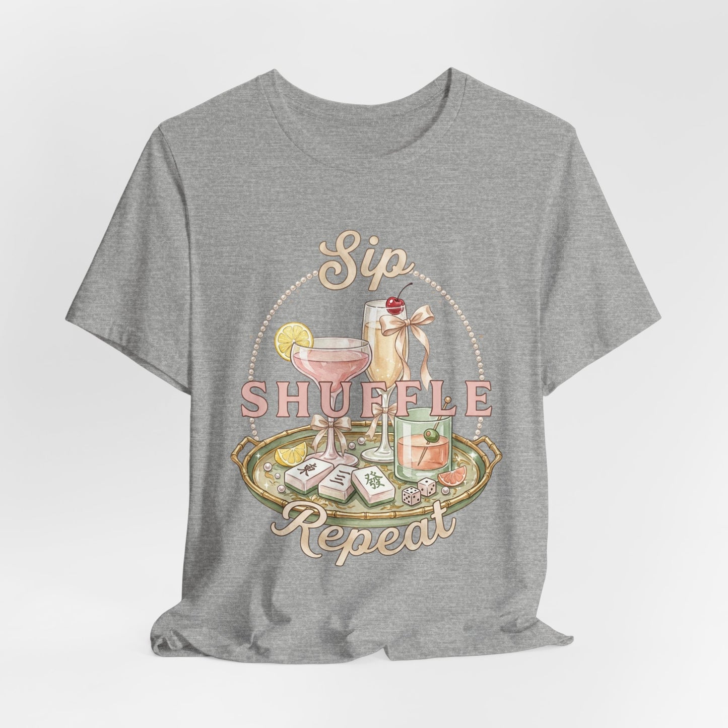 Sip Shuffle Repeat Shirt, Mahjong Social Club Tee, Pastel Girls Night Graphic Shirt, Mahjong Lover Gift