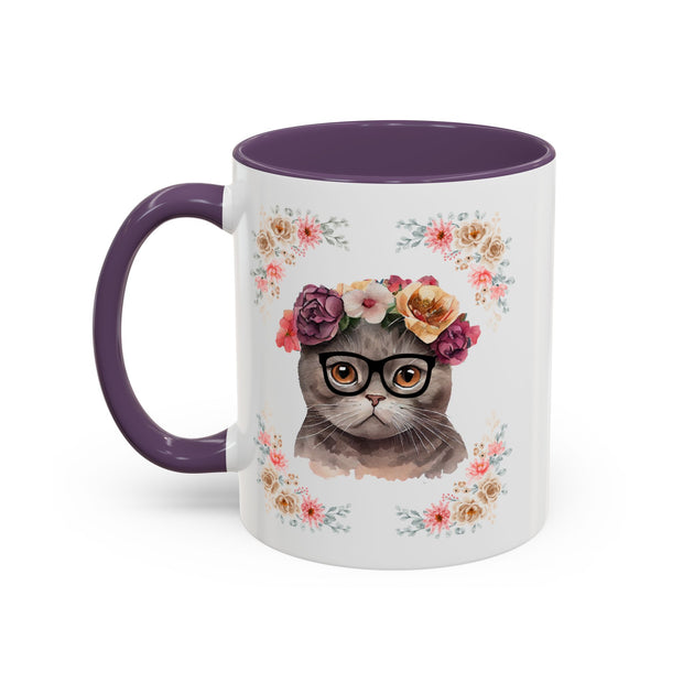 Geeky Goddess Dark Gray Cat Accent Coffee Mug