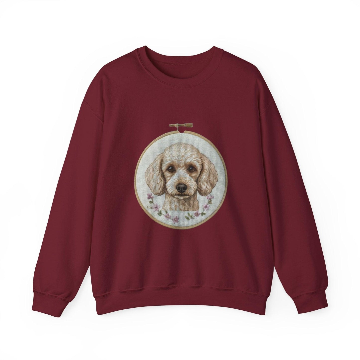 Vintage Embroidery Poodle Portrait sweatshirt | Dog Hoop Art