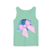 Blue Saturn Wrapped In Pink Bow Unisex Tank Top
