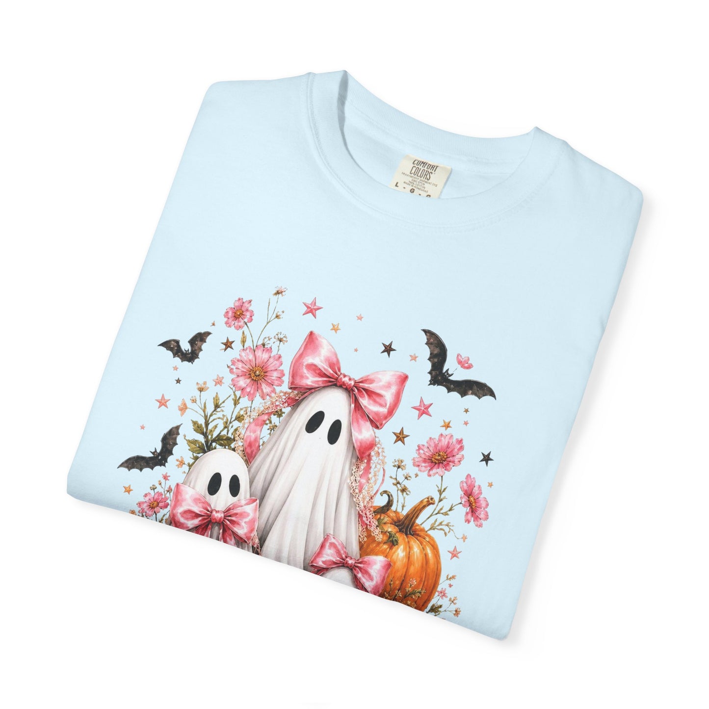 Coquette Ghost Halloween Shirt, Pink Bow Ghost T-Shirt, Cute Spooky Season Tee, Girly Halloween Pumpkin Graphic, Fall Aesthetic Shirt