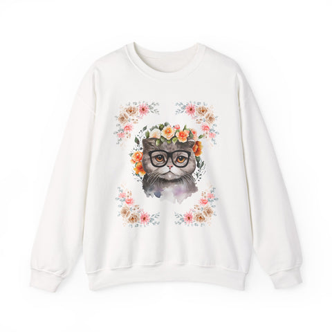 Geek Goddess Gray Cat Unisex Crewneck Sweatshirt