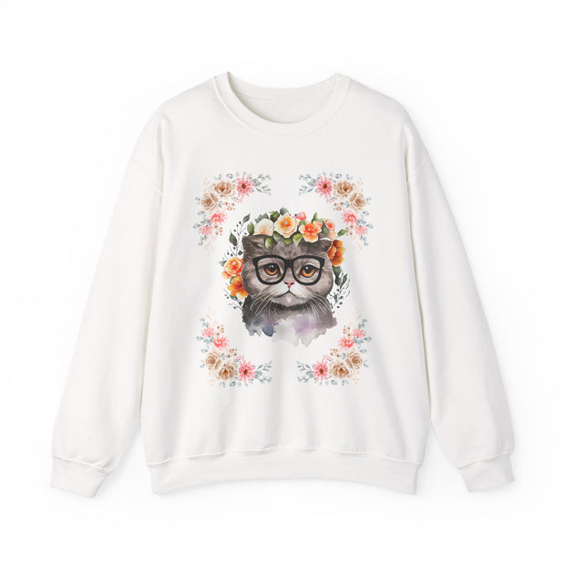 Geek Goddess Gray Cat Unisex Crewneck Sweatshirt