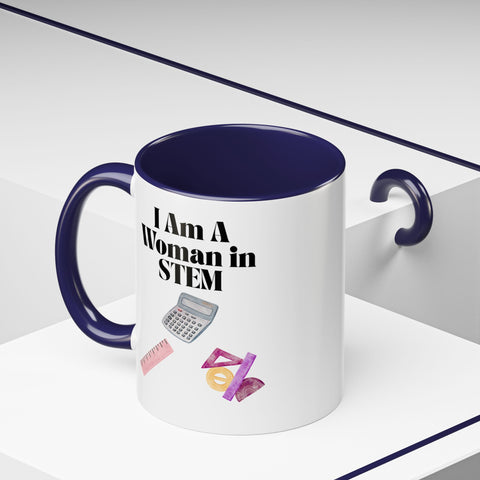'I Am A Woman In STEM' Accent Coffee Mug