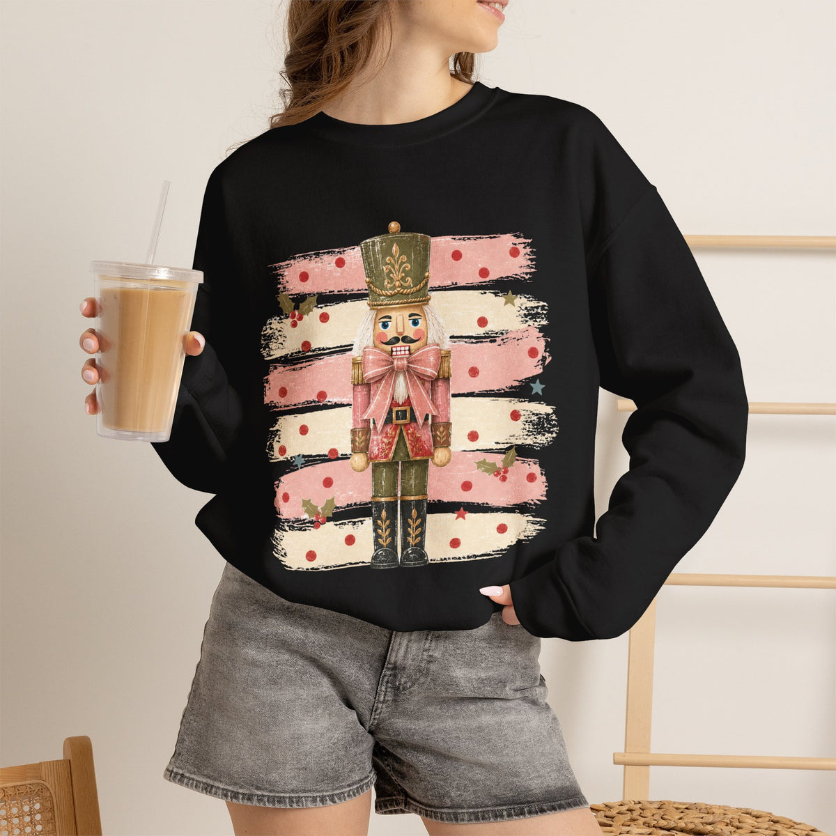 Coquette Nutcracker Sweatshirt, Pink Bow Christmas Crewneck, Nutcracker Christmas Shirt, Girly Holiday Sweatshirt, Vintage Christmas Gift