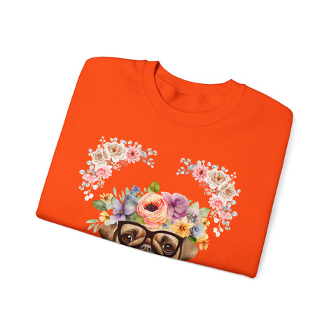 Geeky Goddess Pug Unisex Crewneck Sweatshirt