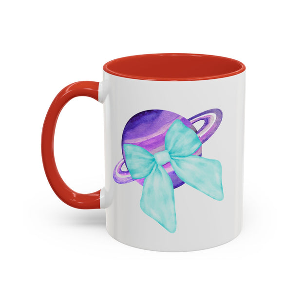 Purple Saturn Wrapped In A Bow Accent Coffee Mug