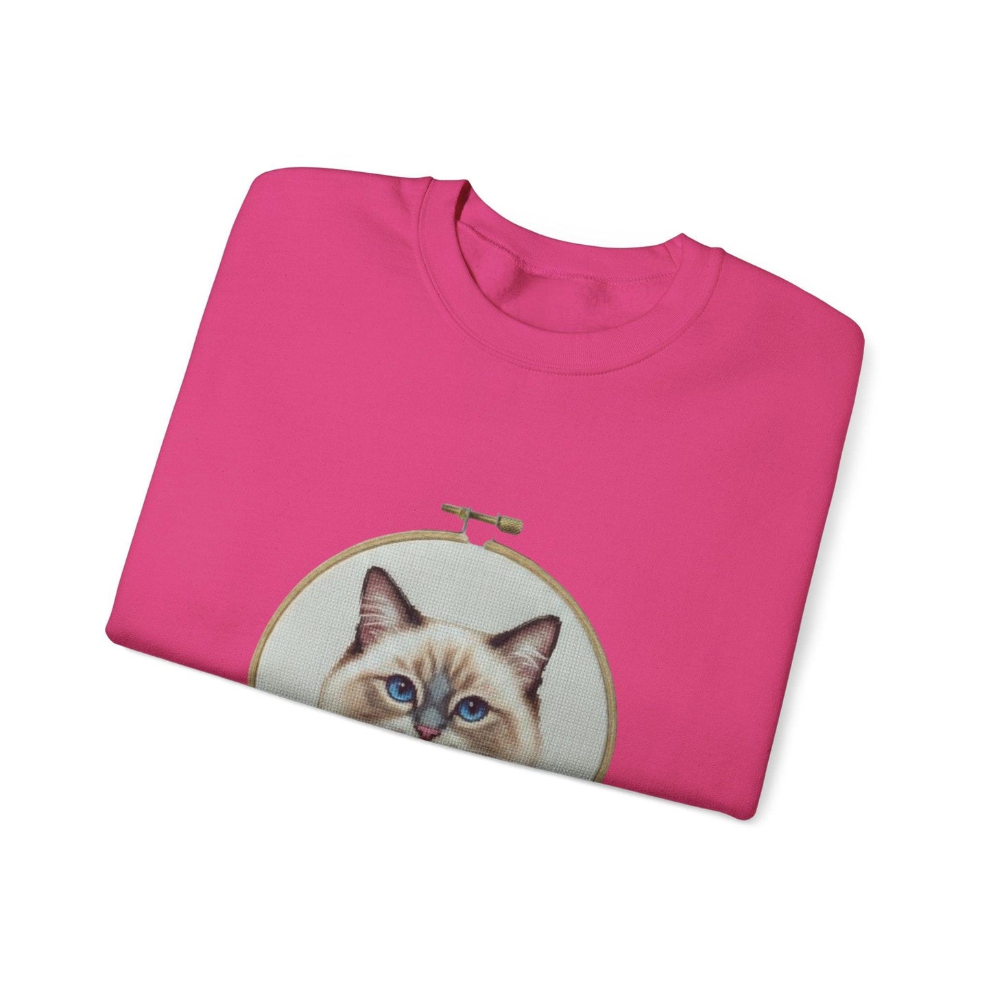 Ragdoll Cat Portrait Sweatshirt | Embroidery Hoop Floral Frame