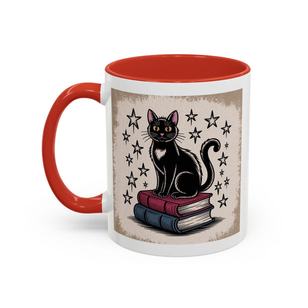 Cat and Book Lover's Accent Coffee Mug