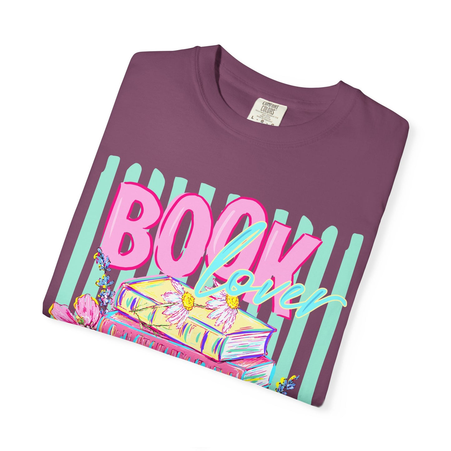 Book Lover Stack T-Shirt, Pastel Book Stack Floral Tee, Cozy Reader Shirt, Booktok Graphic T-Shirt, Cute Bookish Gift for Women