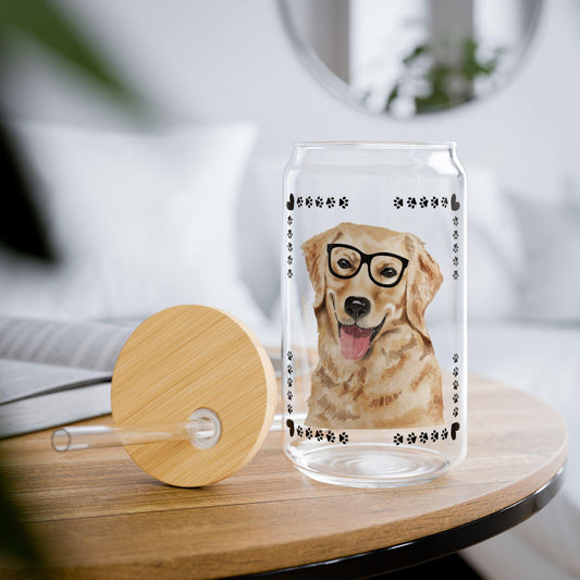 Geeky Good Golden Retriever Sipper Glass