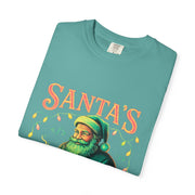 Santa's Cocoa & Code Society T-shirt, Holiday Tee, Xmas Gift, Unisex Garment-Dyed Shirt, Fun Santa Design, Cozy Christmas Apparel