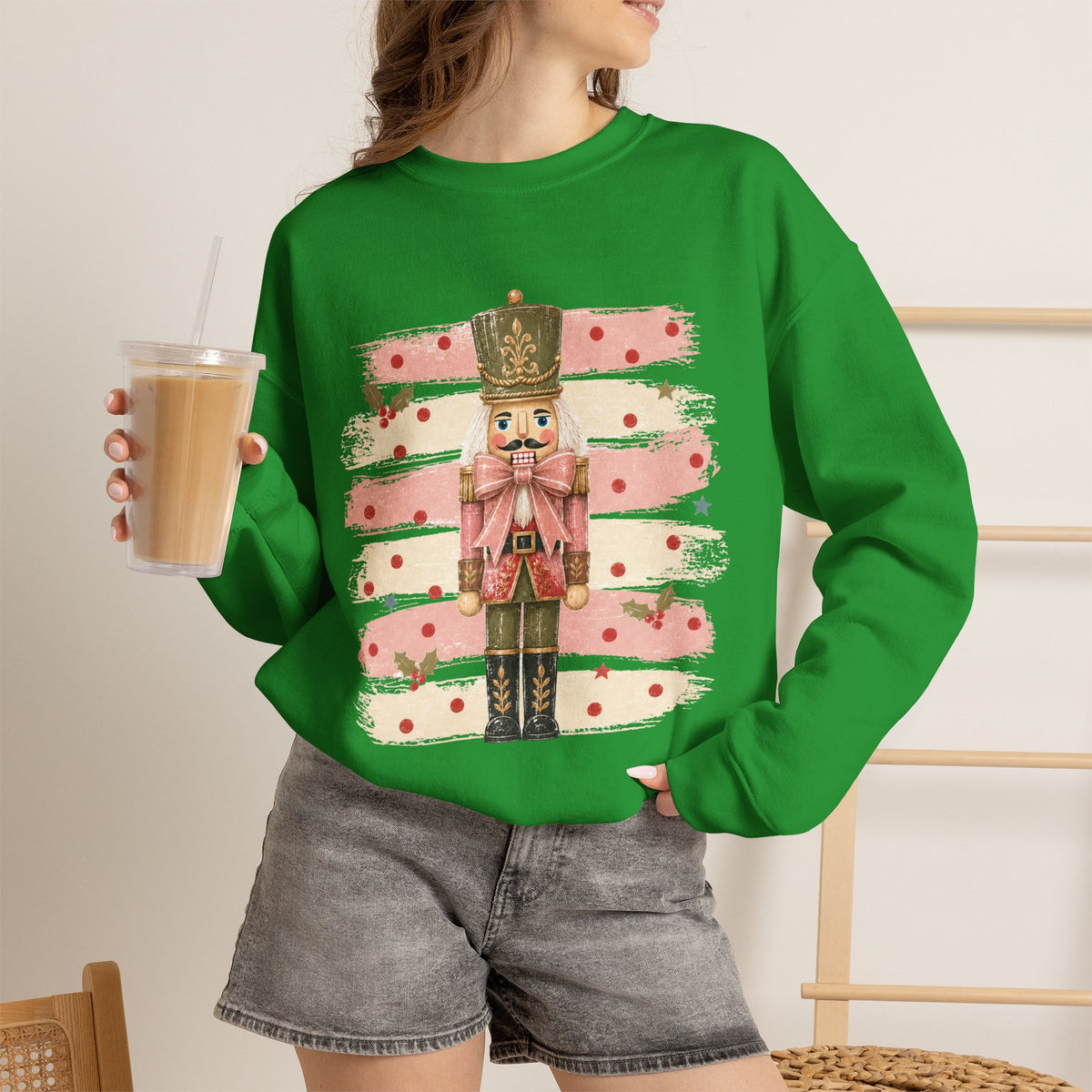 Coquette Nutcracker Sweatshirt, Pink Bow Christmas Crewneck, Nutcracker Christmas Shirt, Girly Holiday Sweatshirt, Vintage Christmas Gift