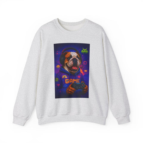 Gaming Dog Crewneck Sweatshirt, Cozy Gamer Gift, Unisex Sweatshirt, Video Game Lover Apparel, Fun Dog Design Sweatshirt