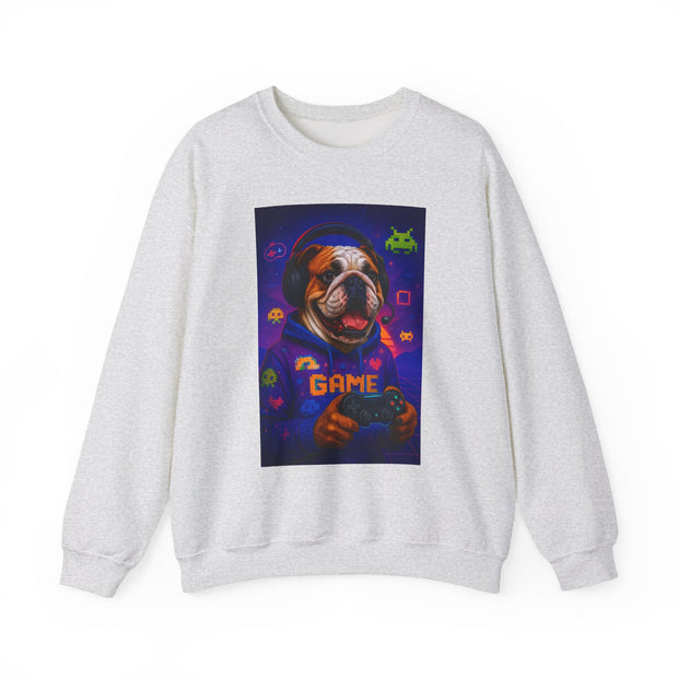 Gaming Dog Crewneck Sweatshirt, Cozy Gamer Gift, Unisex Sweatshirt, Video Game Lover Apparel, Fun Dog Design Sweatshirt