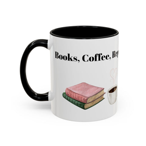 'Books, Coffee, Repeat' Accent Coffee Mug