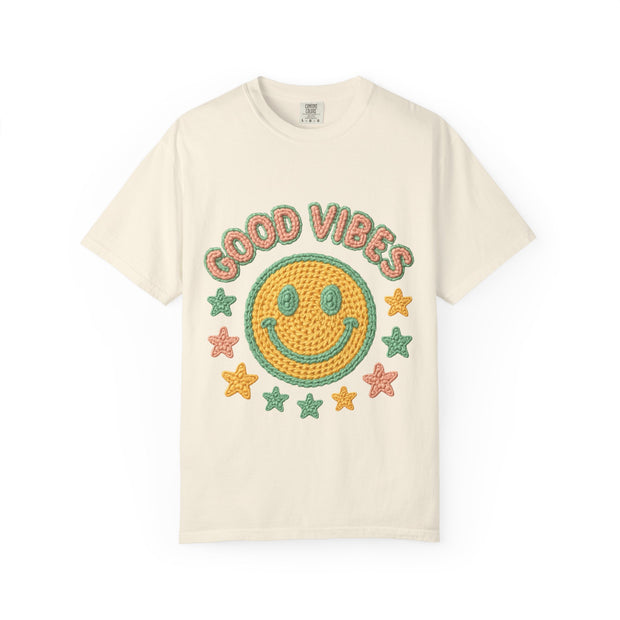 Good Vibes T-Shirt, Unisex Garment-Dyed Tee, Positive Vibe Shirt, Casual Wear, Gift for Friends, Summer Style