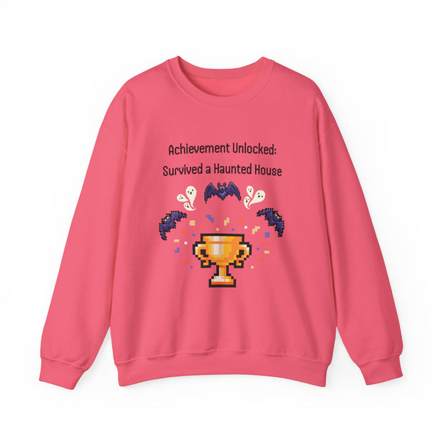 'Achievement Unlocked: Survived A Haunted House' Unisex Crewneck Sweatshirt