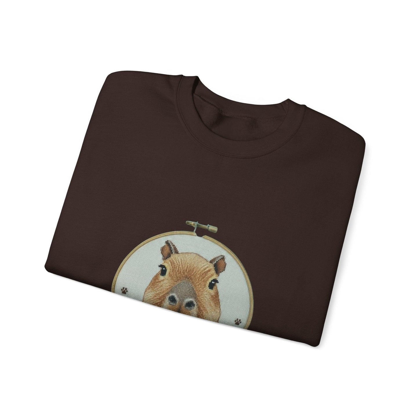 Cute Capybara Portrait Crewneck Sweatshirt | Floral Wreath Animal Art