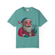 Santa Holding Martini T-Shirt | Vintage Retro Holiday Illustration